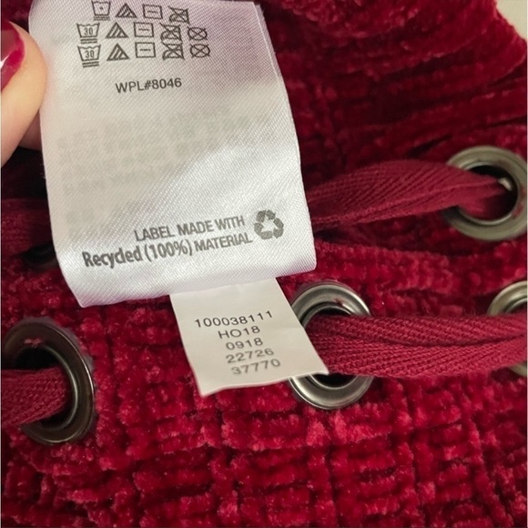 Style&co Red V-Neck Lace Up Sweater, L - Picture 8 of 10